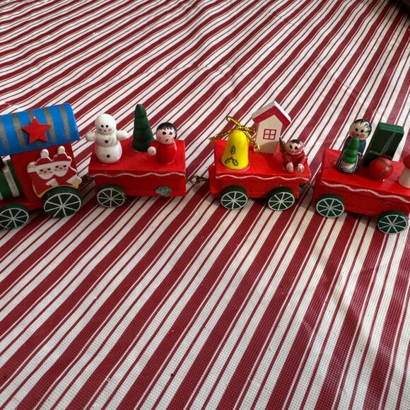 Vintage Christmas  Decorations Other - Vintage Handcrafted Wooden Christmas Train Decor Set